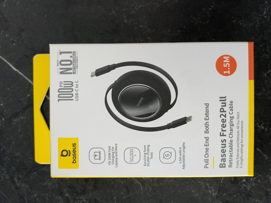 Baseus кабель-катушка 100W Type-c/Type-c. Новый