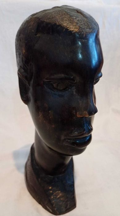 Sculptura africana (bust) in lemn de abanos, foarte masiva