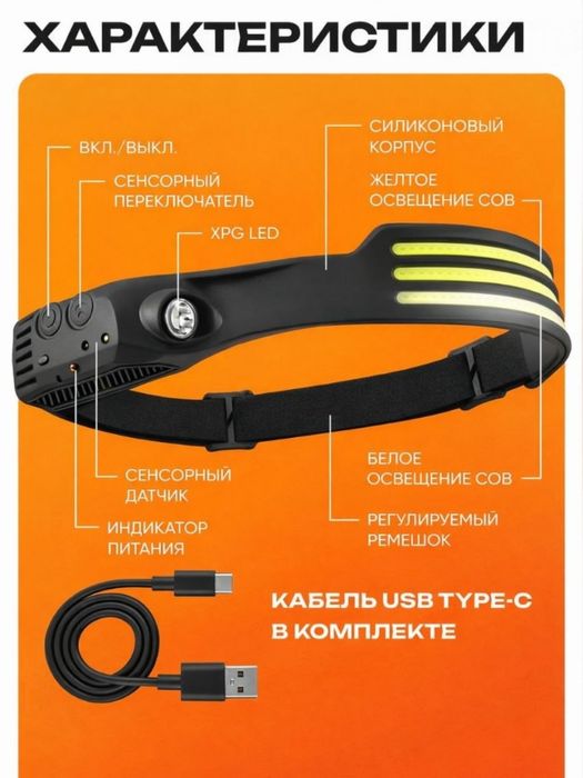 Фонарь налобный Многофункциональный / Chiroq ko'p inkonyatli