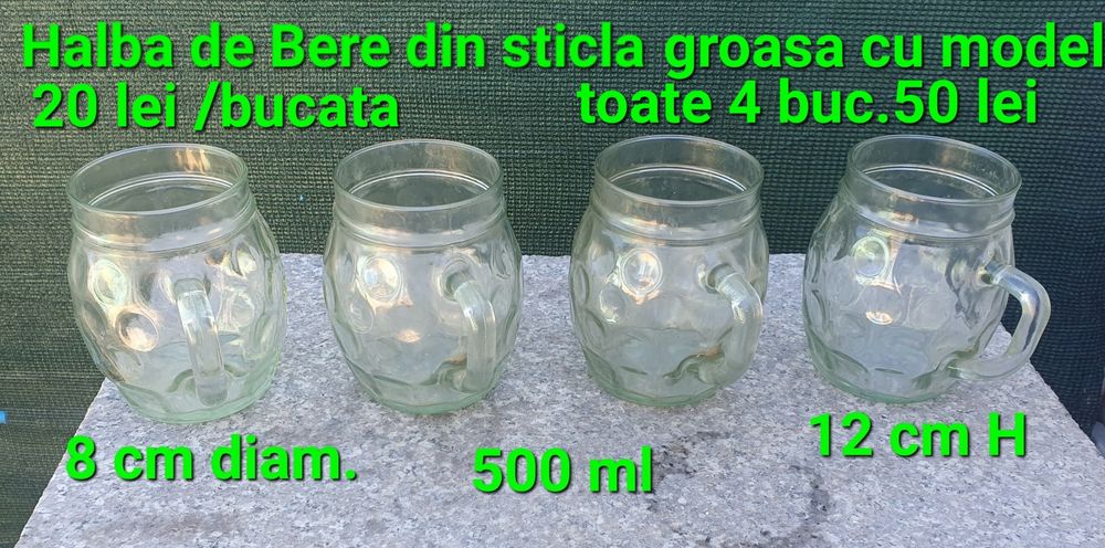 Cani/Halbe de bere sticla mata