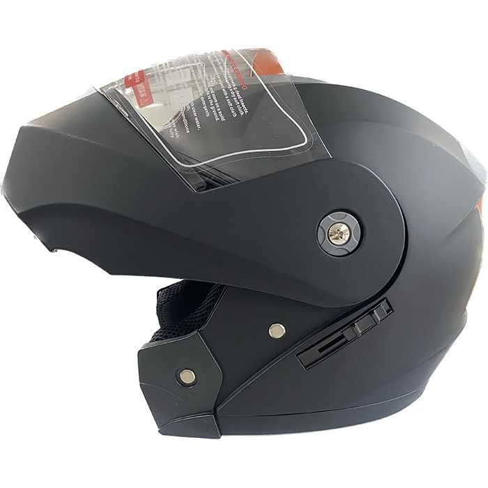 Каска за мотор с очила и визьор, мат или гланц, черна, Модуларна