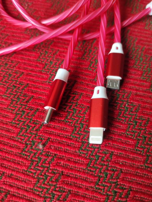 Cablu de date și alimentare cu 3 mufe, compatibil cu iPhone și alte 2