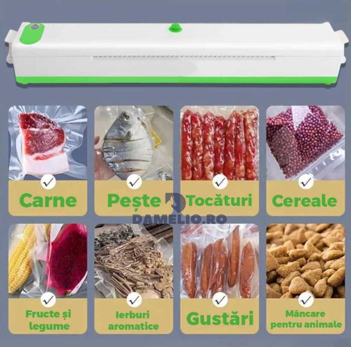 Aparat de Sigilat si Vidat alimente   100W 220V alb/verde