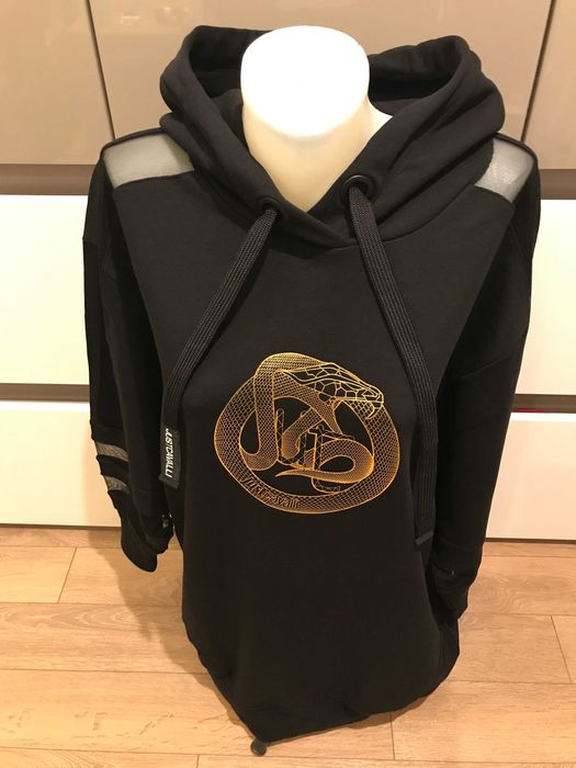 JUST CAVALLI, Суичър- Рокля със ЗЛАТНО Лого и ПРОЗРАЧНИ Вложки,  XL