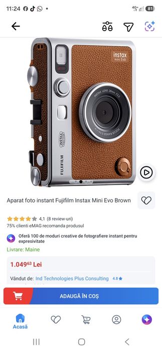 Aparat foto nou care scoate pozele pe loc