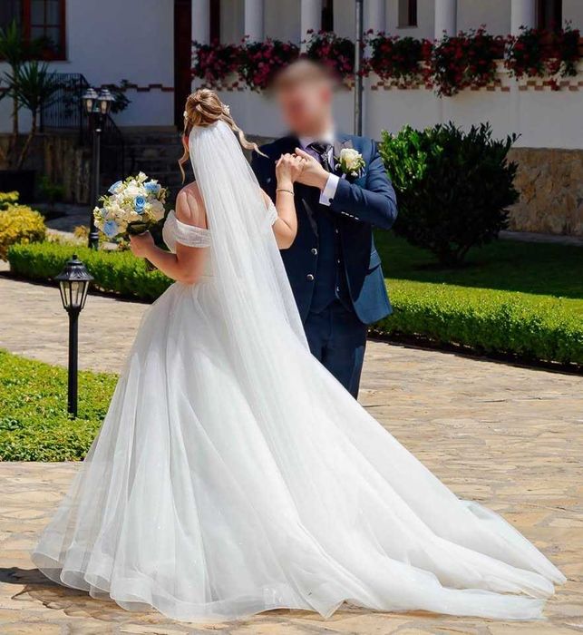 Rochita de mireasa S/M Just bride cu trena detasabila inclusa