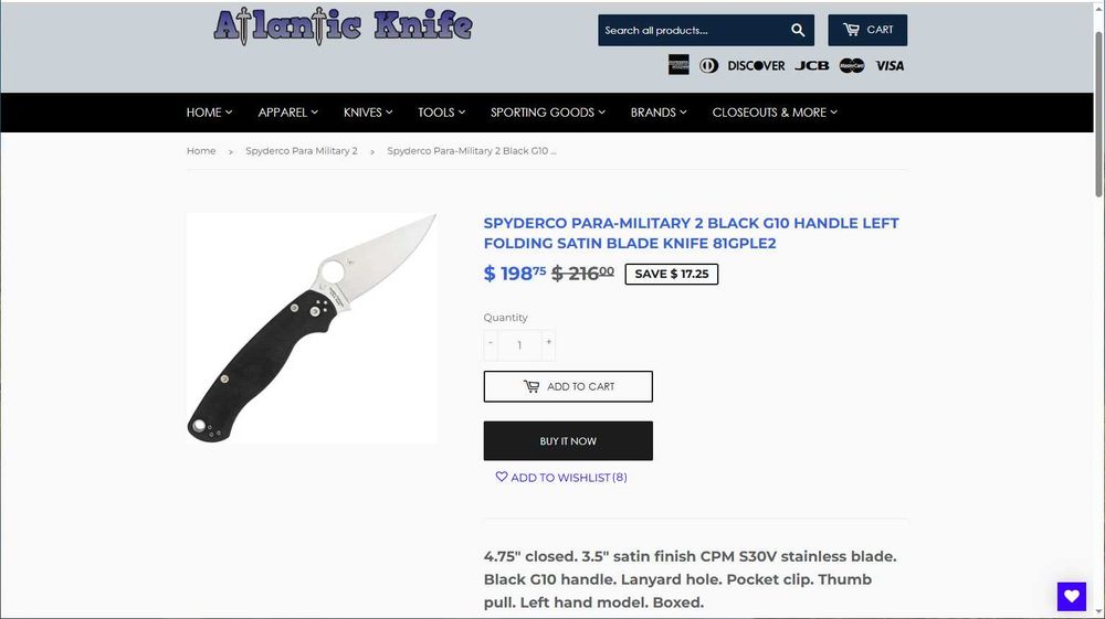 Нож Spyderco Paramilitary 2 Compression Lock Knife G-10