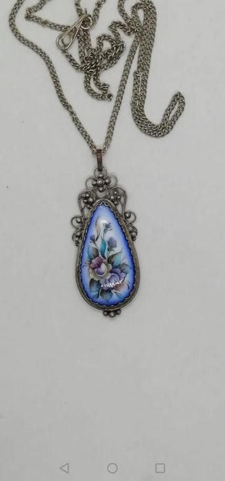 Финифть СССР, старинное колье ,мельхиор, серебро