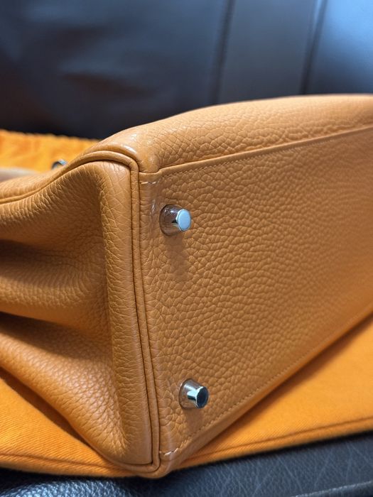 Genată Hermes Kelly Sellier 28 Orange Epsom Palladium Hardware