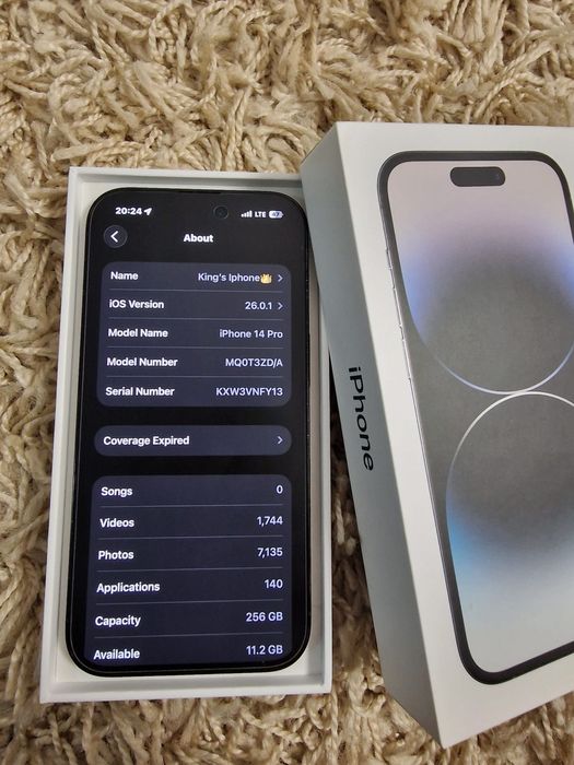 IPhone 14 Pro negru, 256 GB, FULL BOX, ca nou!