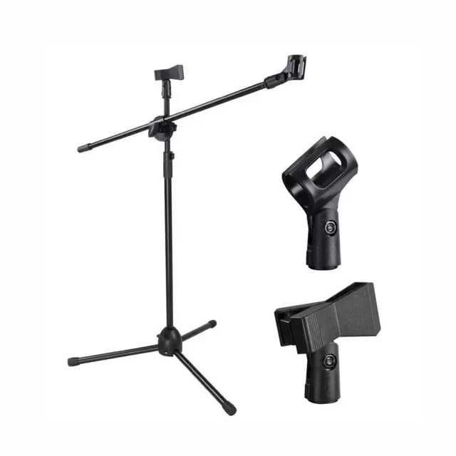 Професионална Стойка за Микрофон в комплект с два държача, регулеруема