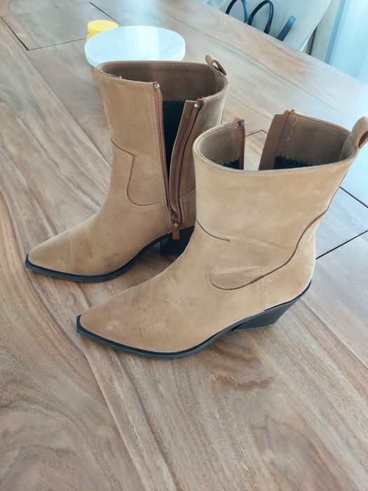 Botine damă MARJIN, mărimea 39, stil western/cowboy, culoare camel