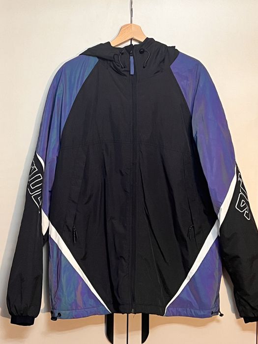 Мъжко есенно яке Pull&Bear, L, черно с лилав светлоотразителен ефект