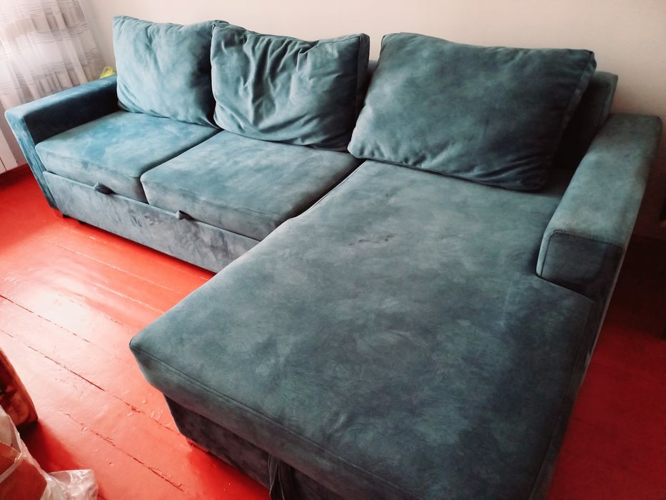 Мебель для гостиной.Диван раскладной. Механизм  Дельфин, цвет изумрудн