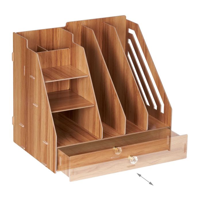 Organizator de birou cu 8 compartimente 1 sertar MDF 30x33x24 cm