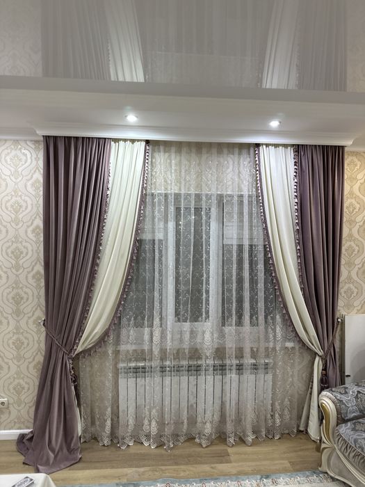 Продам тюль с занавеской на 2 окна