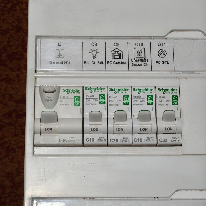 Tablou electric Schneider Electric complet echipat – C20, C16, C10, C32, diferențiale 63A