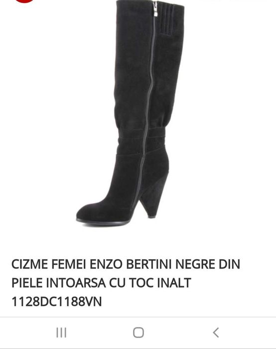 Cizme negre din piele întoarsă- Enzo Bertini