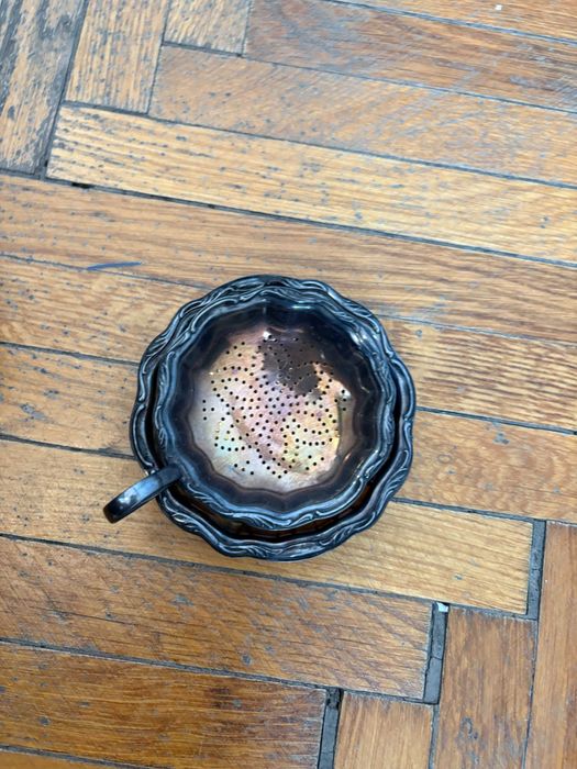 Set Rar WMF (1850-1890) - Infuzor de Ceai, Tavita și Sită Argintată