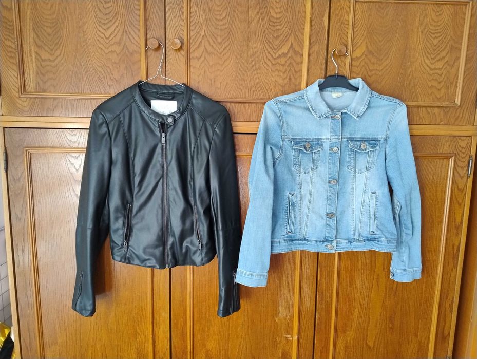 Jacheta piele artificiala și jacheta blugi, jacheta neagra