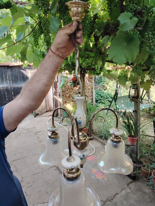 Ретро полилей от месинг и порцелан