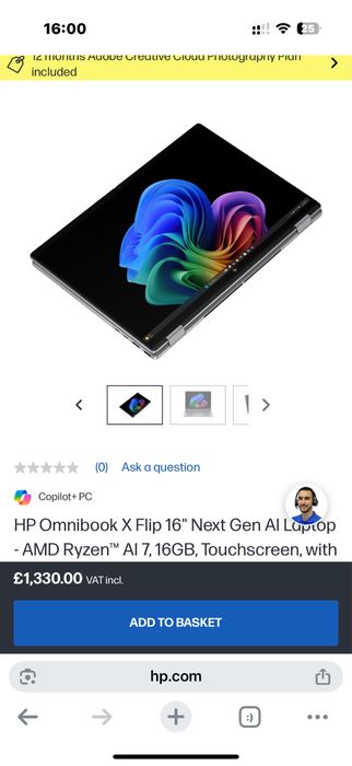 Laptop sigilat HP Omnibook X Flip NGAI 16” Oled ryzen 7 16gb 1tb