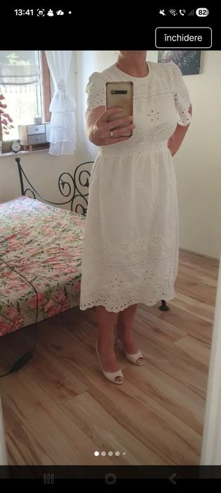 Superbă rochie damă bumbac cu dantelă prețioasă  Vila, Nou!( 44)