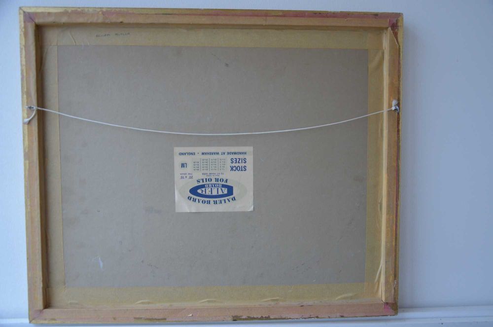 Tablou pictat ANGLIA anii 1960 / Pictutra pe panza / rama lemn aurie