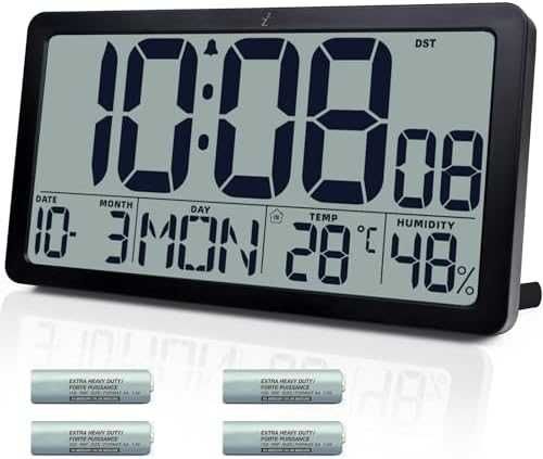 Нов 10.5" Голям LCD дигитален часовник аларма температура влажност