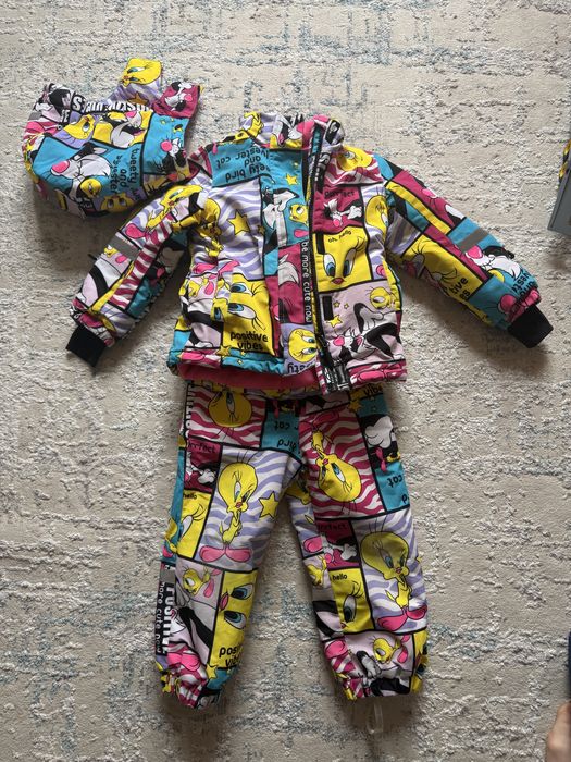 Зимний комбинезон комплект для девочки 98 см