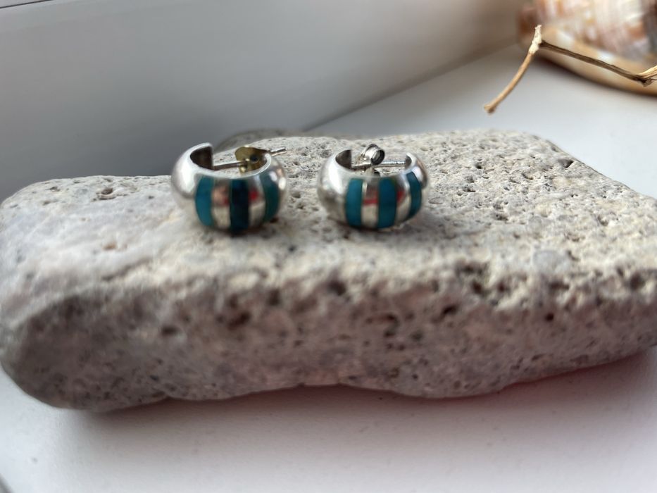 Сребърни обеци с тюркоаз