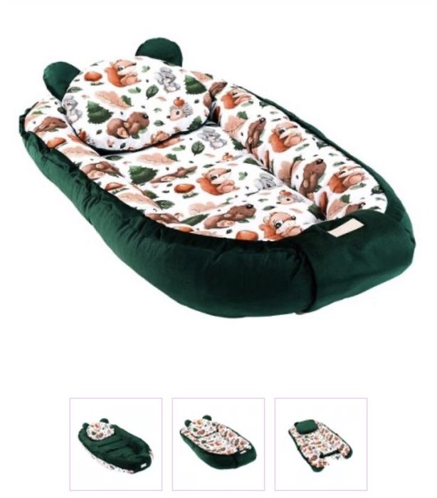 Baby nest verde cu alb