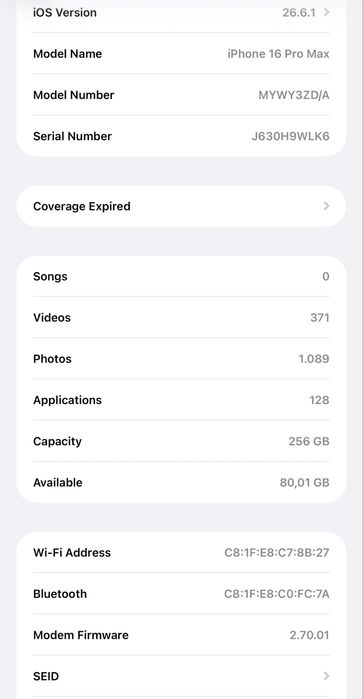Iphone 16 Pro Max 256Gb