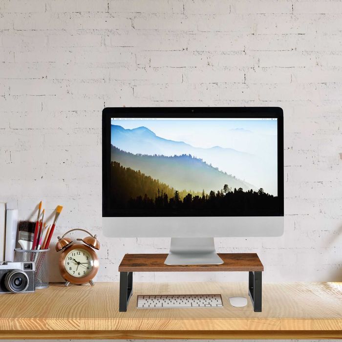 Stand pentru monitor XL design industrial otel si MDF 15 x 55 x 23 cm