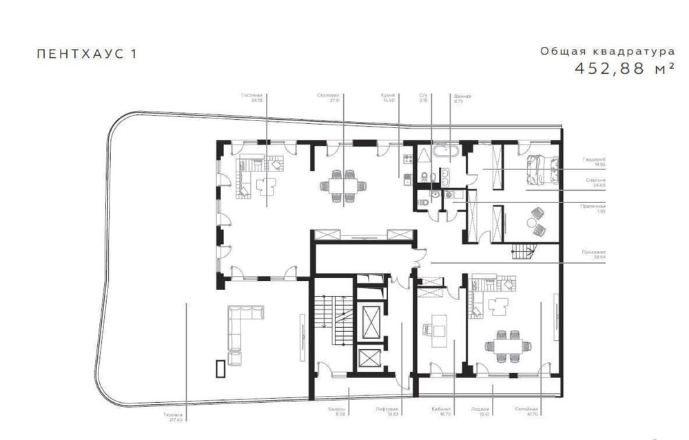 Пентхаус ЖК Infinity Ц-1 667м2 Коробка Продается