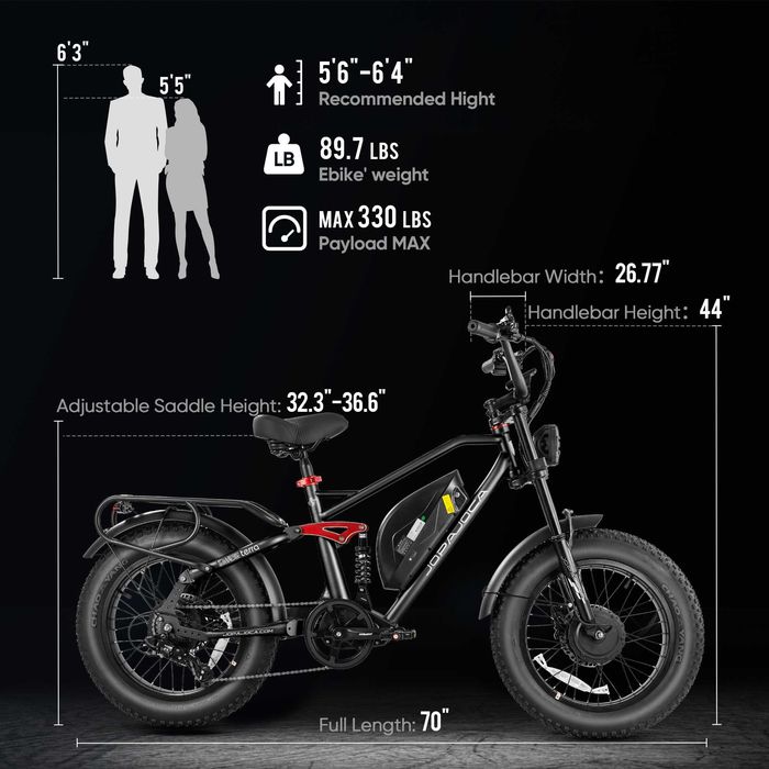 Електрически велосипед Eahora Terra 2 – 48V 1500W Dual Motor Fat Tire