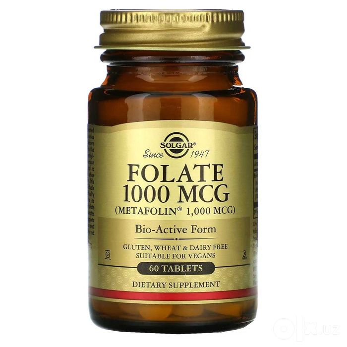 Solgar, фолат, 1000 мкг, 60 таблеток  folate 1000 mcg  folat