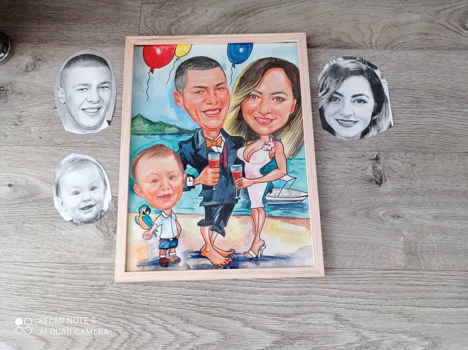 Portrete la comanda,caricaturi pictate manual(NU DIGITALE) ulei pinza