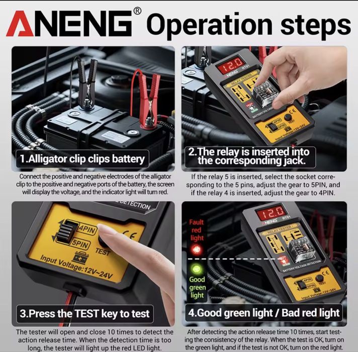 Tester relee auto 11-25V turisme-camioane-tractoare-utilitare-etc