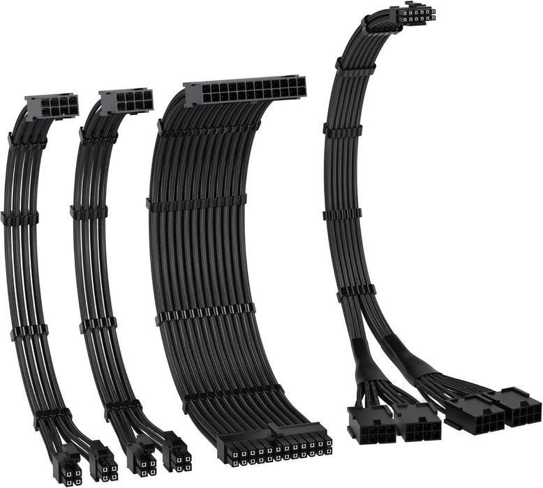 Kit cablu manson EZDIY-FAB PCIE 5.0 12VHPWR extensie cablu alimentare PSU PC Desktop GPU 16AWG 24PIN-ATX/(4+4) PIN-EPS/(12+4) PIN la 4X 8 PIN PCIE