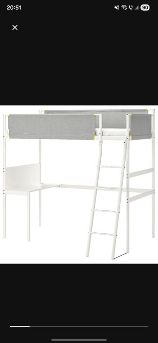 Pat supraetajat  Ikea Vitval cu birou - doar Iasi