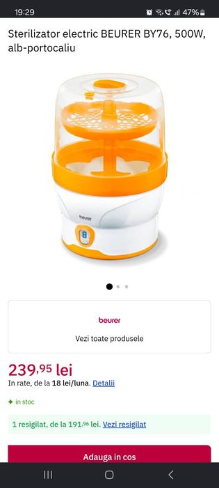 Sterilizator biberoane cu abur