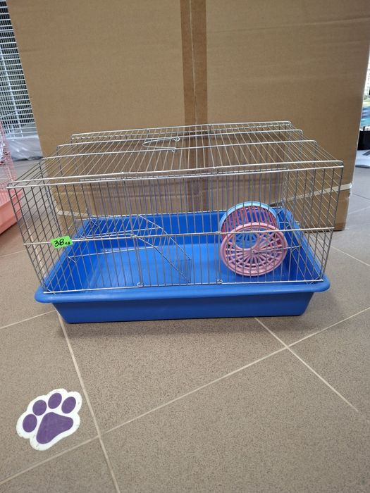 Клетка за хамстер,дегу,плъхче с етаж и колело р-р 48×34×28.