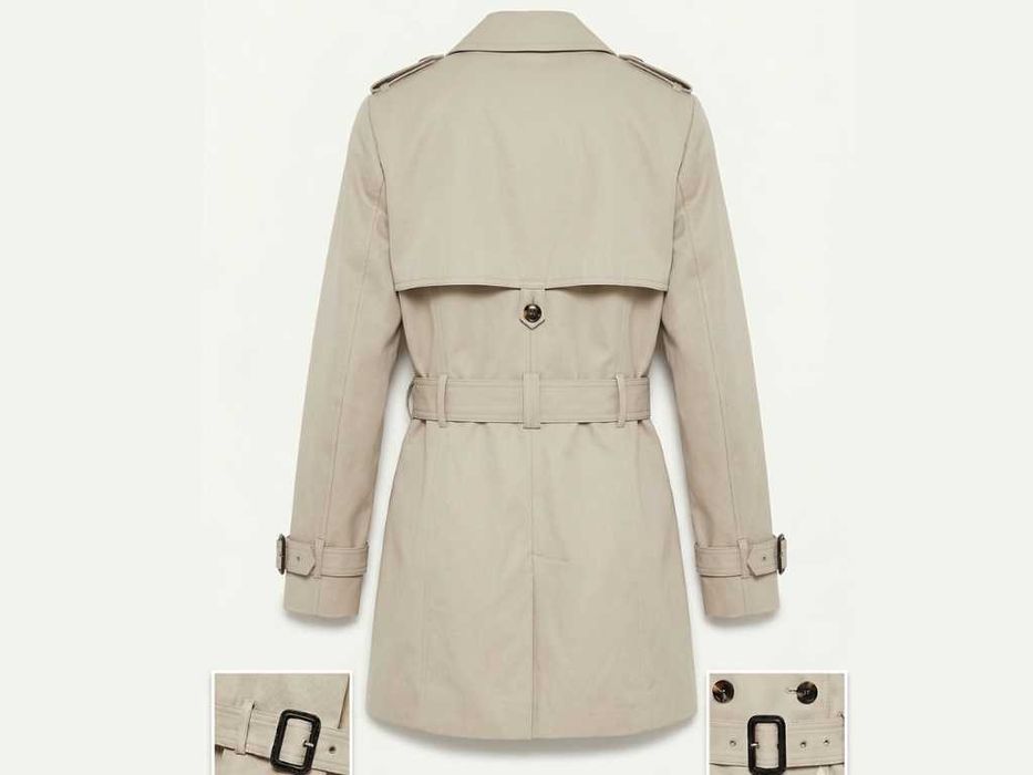 Trench scurt cu cordon și epoleți ZARA