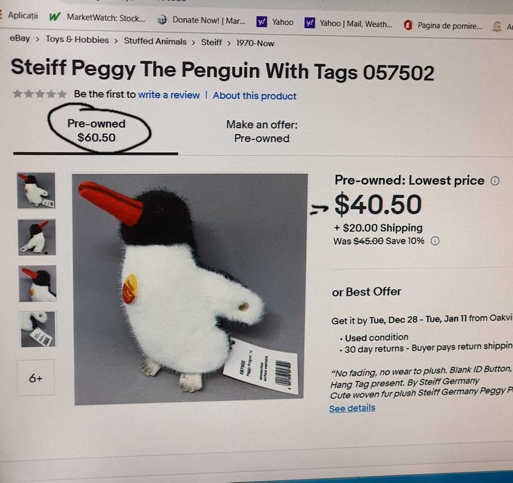 Colectie Jucarii Pinguin Steiff