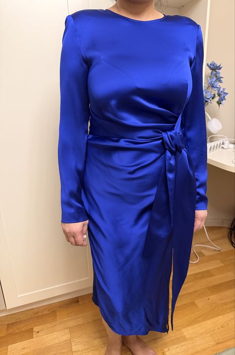 Синее Атласное платье Hayali