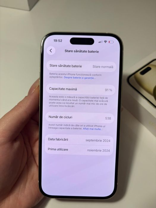 Vand iphone 15 128GB yellow 91% baterie