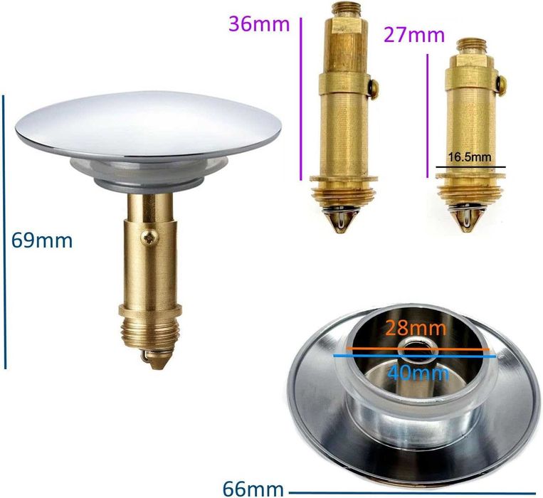 Dop chiuvetă click clack 66mm crom universal*