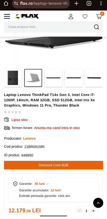 Laptop Lenovo ThinkPad T14 Gen 3, Intel Core i7-1265P 32GB  Iris XE