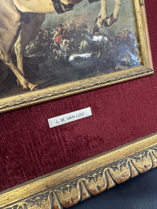 Doua tablouri litografii cu rame aurii